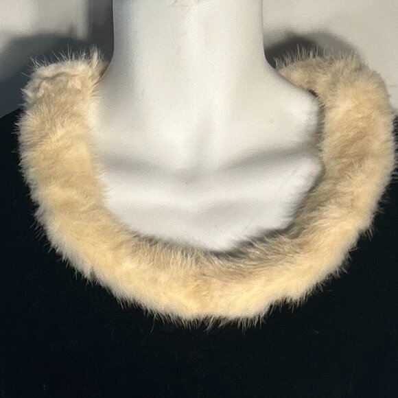 Vintage Carlye SZ12 Black Velveteen Fur Trim Dress 60's Old Hollywood Glam 50's - Picture 3 of 9